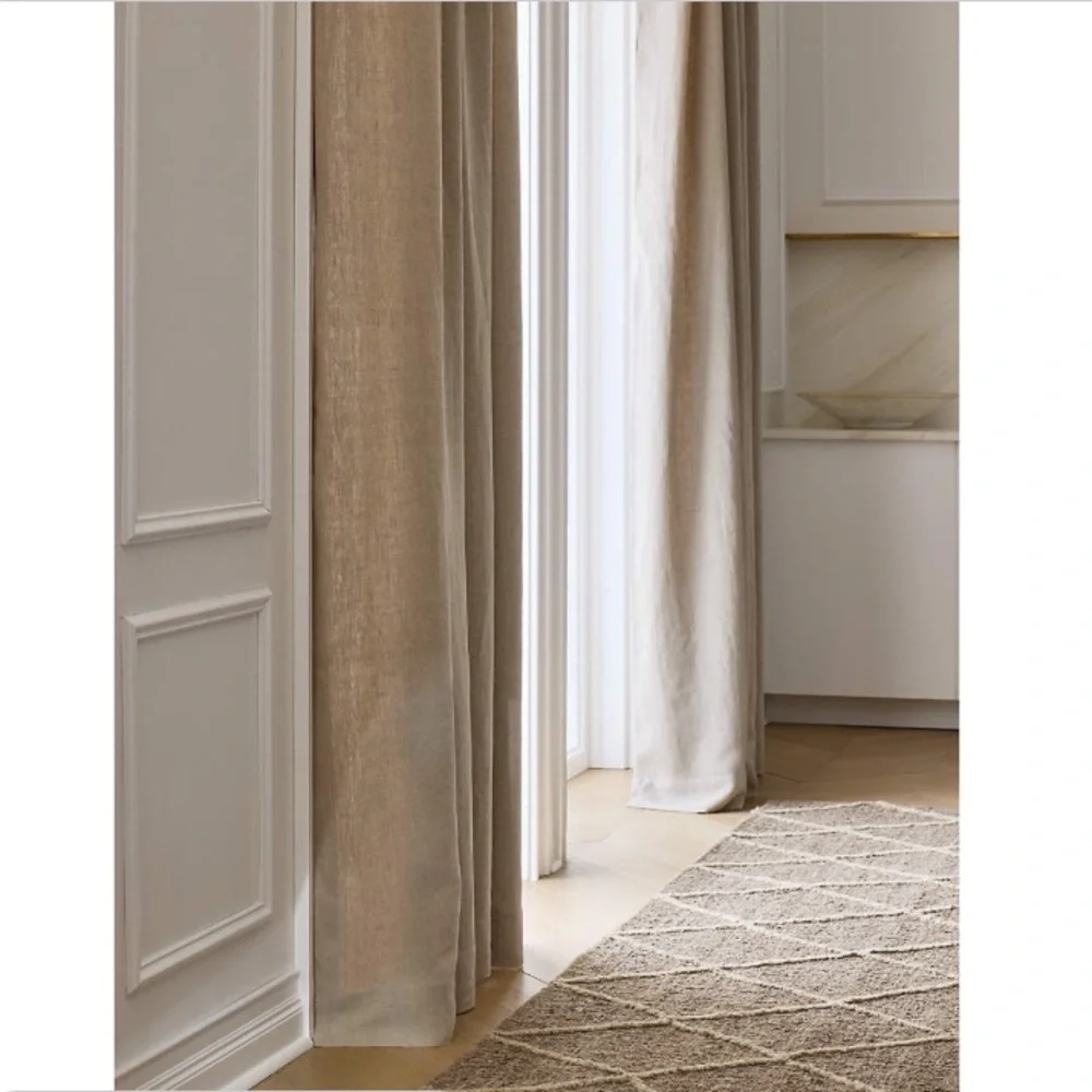 CRATE & BARREL EUROPEAN FLAX CERTIFIED LINEN LINED DRAPERY SET OF 2 - 52 x …